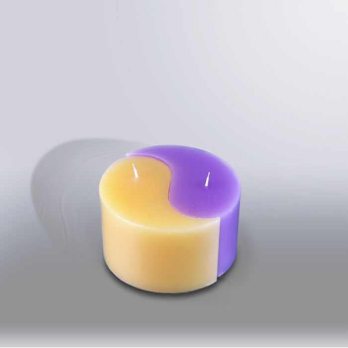 Свеча двудольная призма Инь-Янь "Классика", 125x75мм,  желтый/сирень