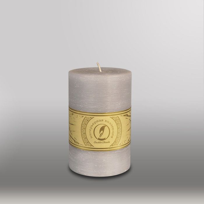 Свеча цилиндр "Рельеф", 100x150мм,  дымчато-голубой