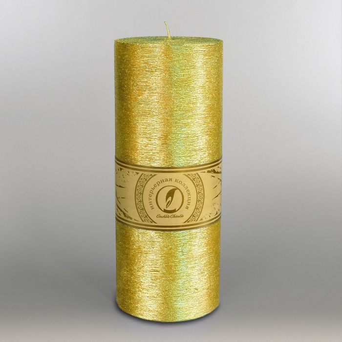 Свеча цилиндр "Металлик", 100x205мм,  золото