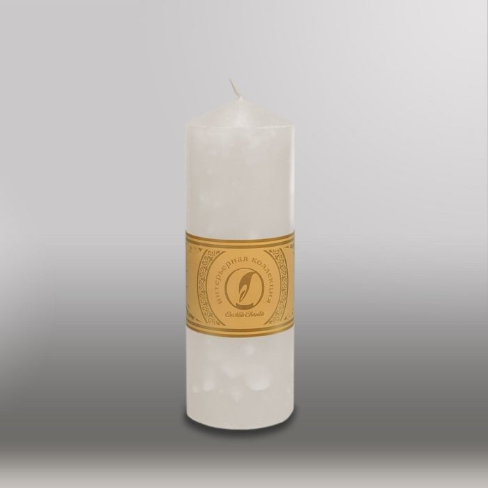 Свеча цилиндр с конусом "Мрамор", 70x200мм,  белый