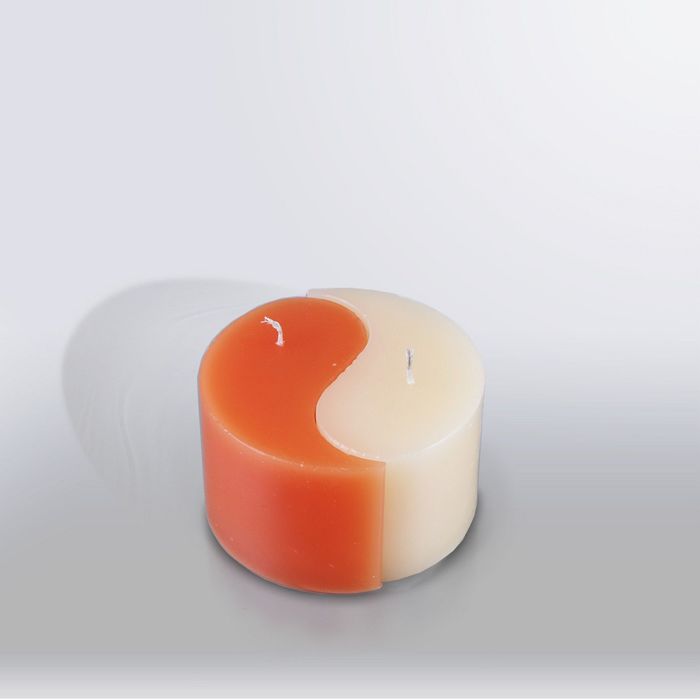 Свеча двудольная призма Инь-Янь "Классика", 125x75мм,  терракотовый/крем