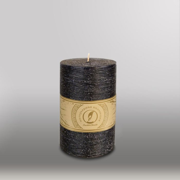 Свеча цилиндр "Рельеф", 100x150мм,  черный