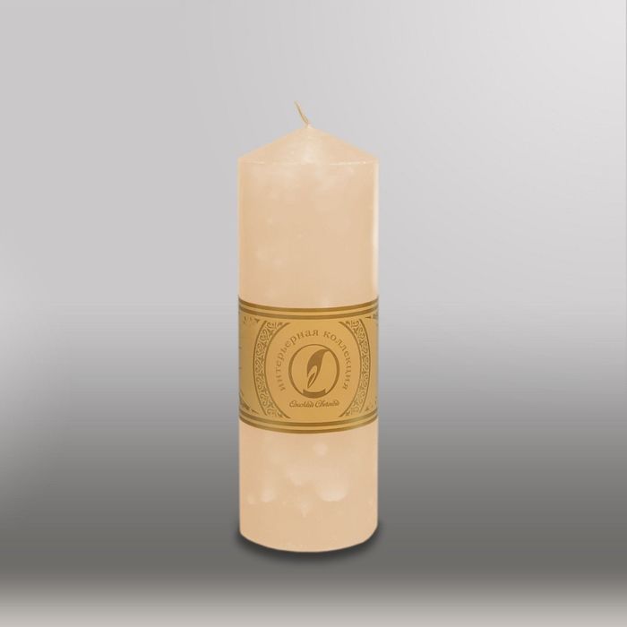 Свеча цилиндр с конусом "Мрамор", 70x200мм,  кремовый