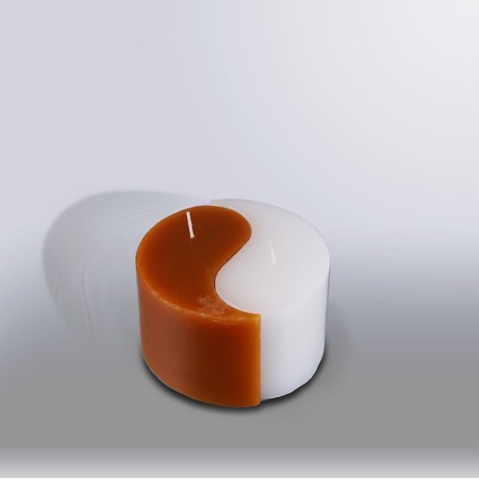 Свеча двудольная призма Инь-Янь "Классика", 125x75мм,  коричневый/белый