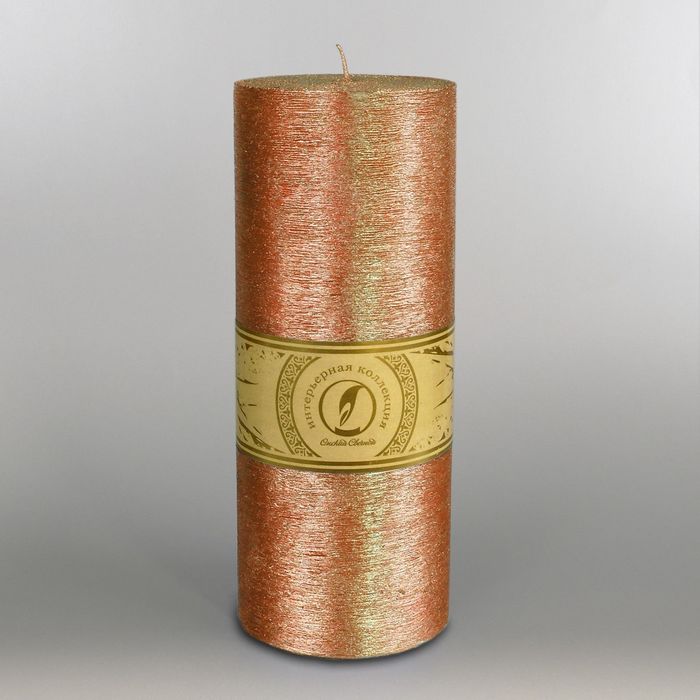 Свеча цилиндр "Металлик", 100x205мм,  бронза