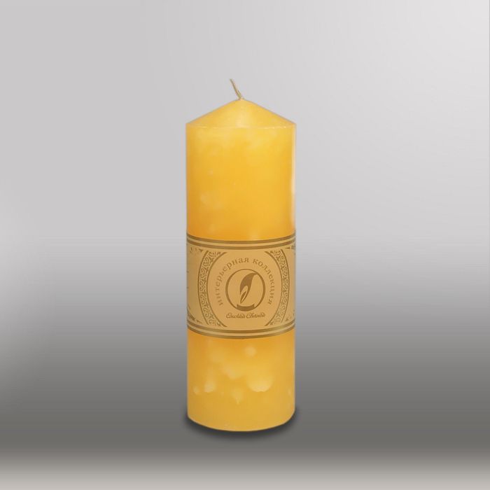 Свеча цилиндр с конусом "Мрамор", 70x200мм,  желтый