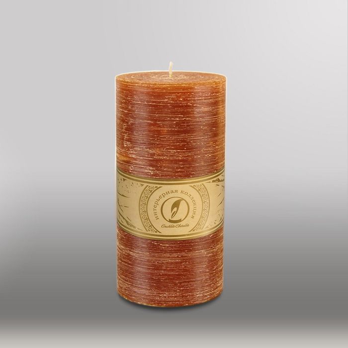 Свеча цилиндр "Рельеф", 100x205мм,  коричневый