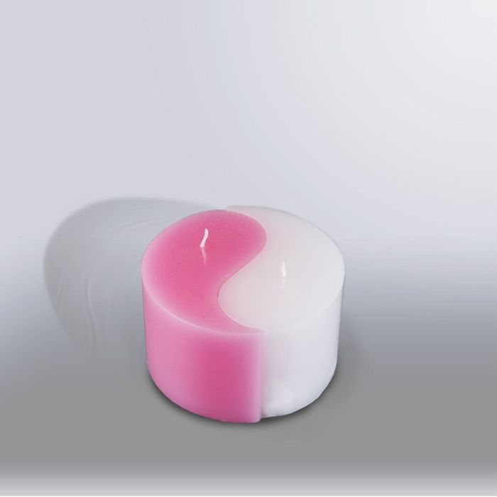 Свеча двудольная призма Инь-Янь "Классика", 125x75мм,  розовый/белый