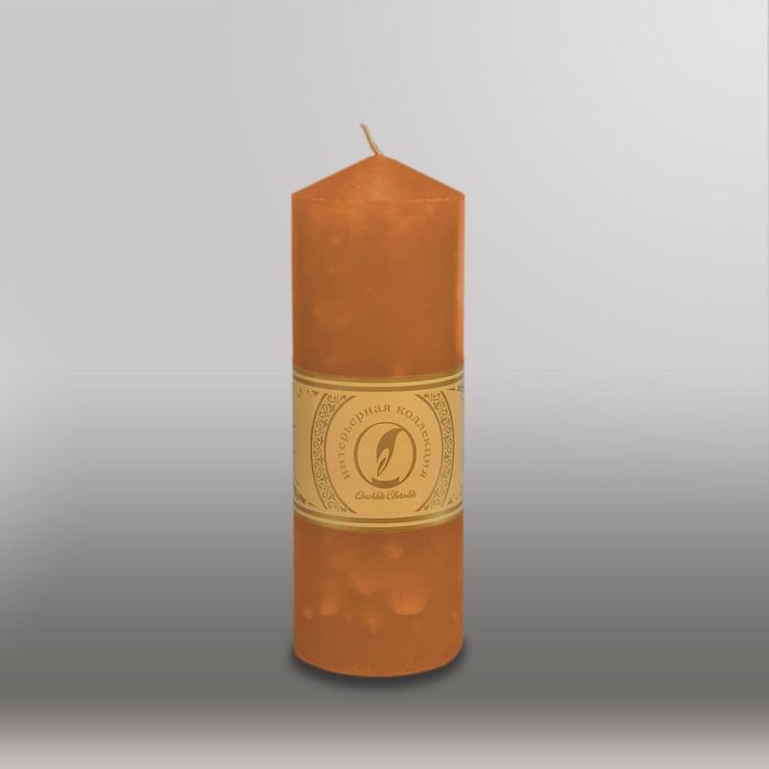 Свеча цилиндр с конусом "Мрамор", 70x200мм,  коричневый