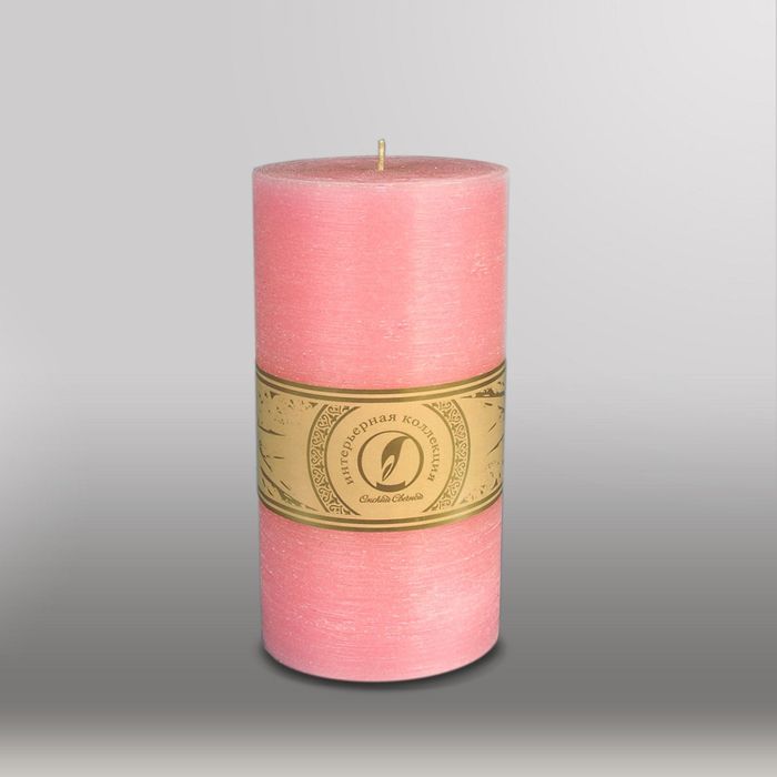 Свеча цилиндр "Рельеф", 100x205мм,  розовый