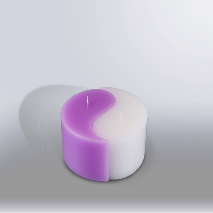 Свеча двудольная призма Инь-Янь "Классика", 125x75мм,  сиреневый/белый