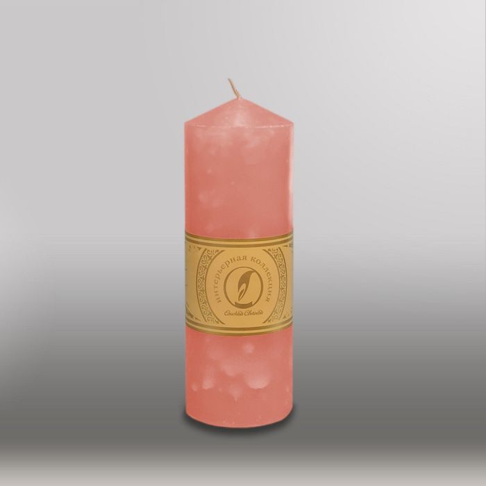 Свеча цилиндр с конусом "Мрамор", 70x200мм,  розовый