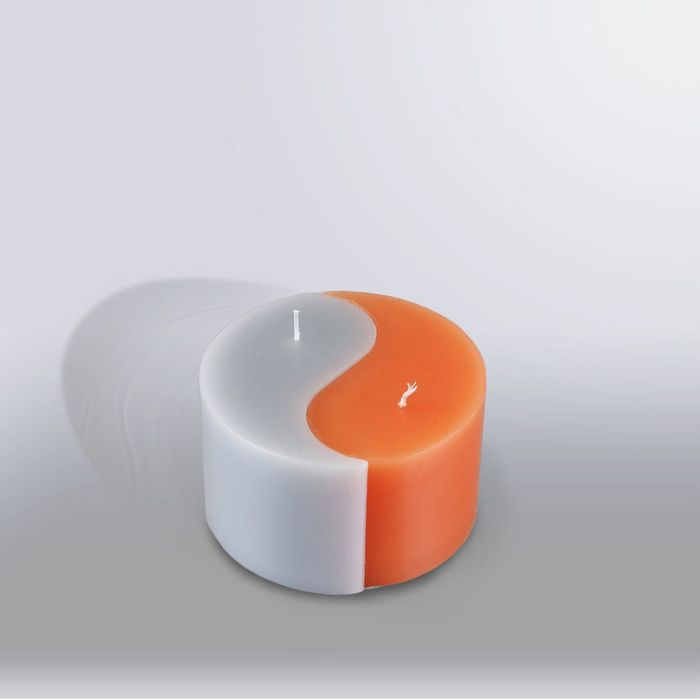 Свеча двудольная призма Инь-Янь "Классика", 125x75мм,  дымчато-голубой/террак