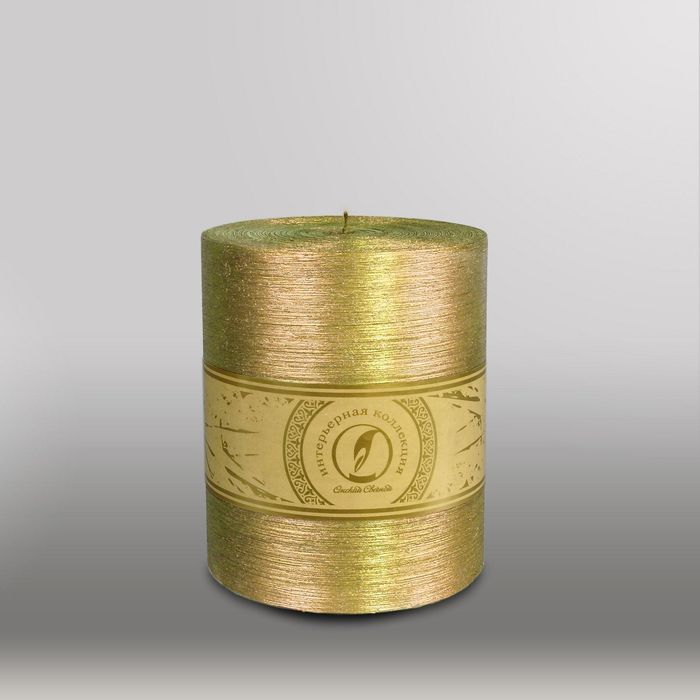 Свеча цилиндр "Металлик", 120x150мм,  золото