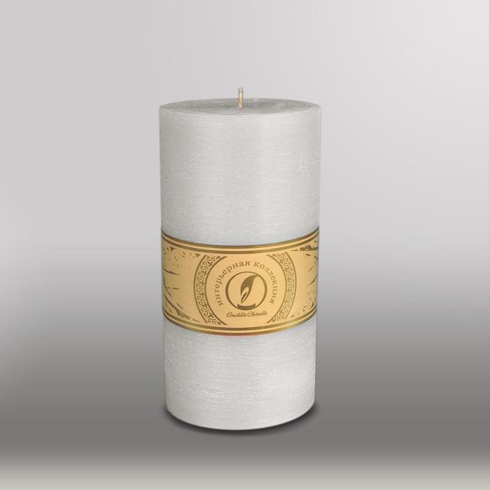 Свеча цилиндр "Рельеф", 100x205мм,  дымчато-голубой