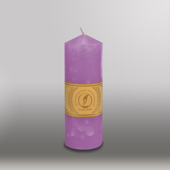 Свеча цилиндр с конусом "Мрамор", 70x200мм,  сиреневый