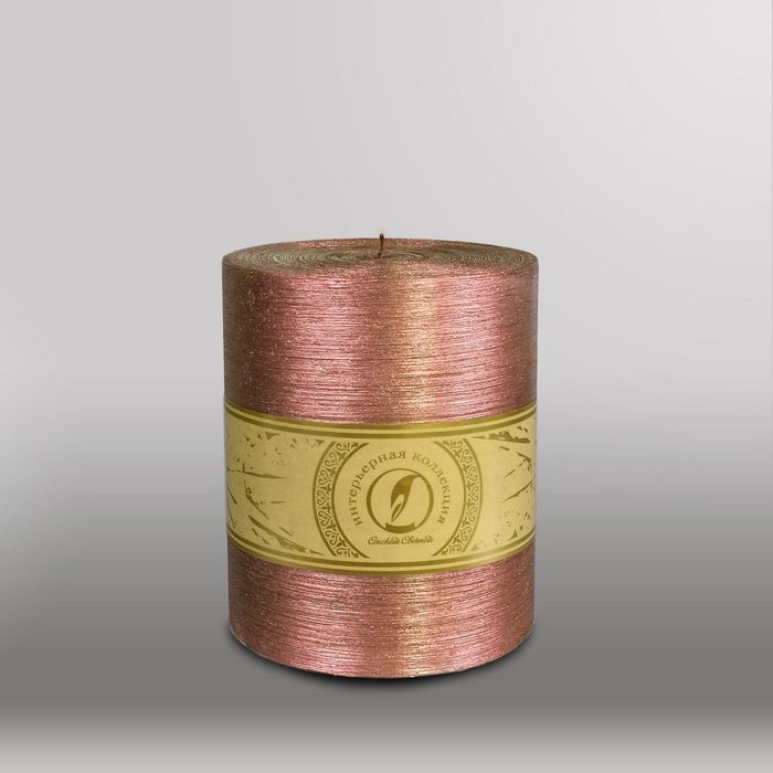 Свеча цилиндр "Металлик", 120x150мм,  бронза