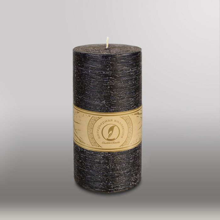 Свеча цилиндр "Рельеф", 100x205мм,  черный