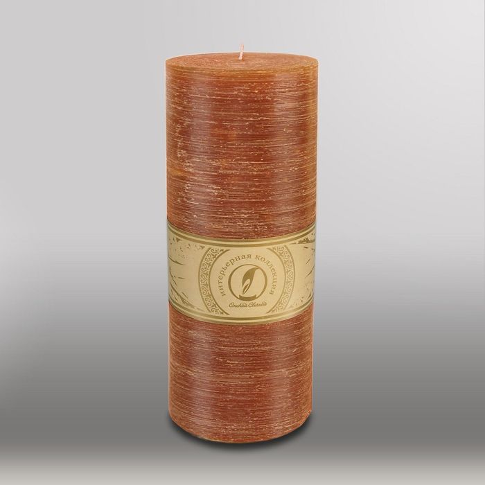 Свеча цилиндр "Рельеф", 100x255мм,  коричневый