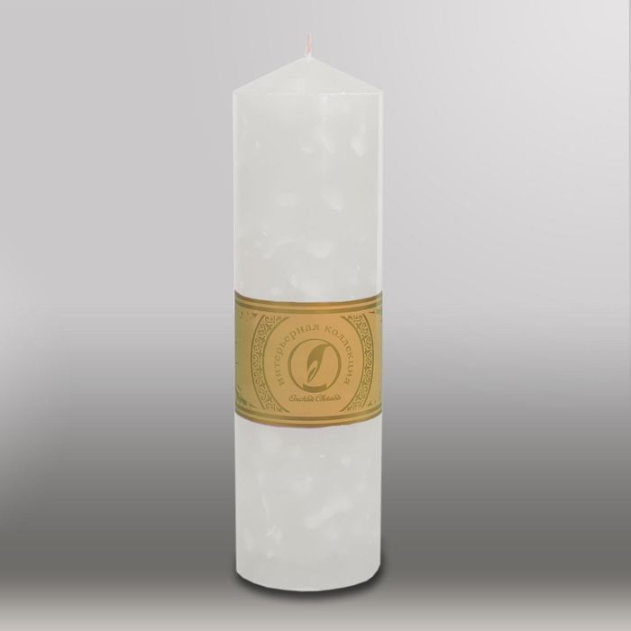 Свеча цилиндр с конусом "Мрамор", 70x250мм,  белый