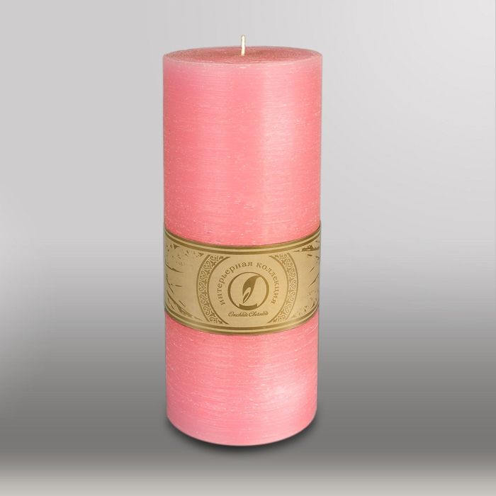 Свеча цилиндр "Рельеф", 100x255мм,  розовый