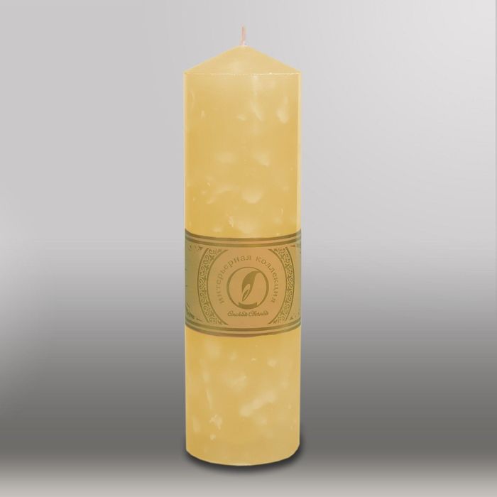 Свеча цилиндр с конусом "Мрамор", 70x250мм,  желтый