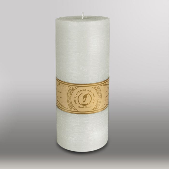 Свеча цилиндр "Рельеф", 100x255мм,  дымчато-голубой