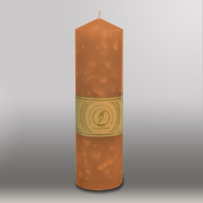 Свеча цилиндр с конусом "Мрамор", 70x250мм,  коричневый