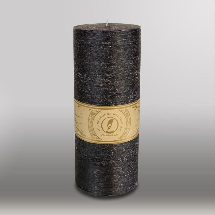 Свеча цилиндр "Рельеф", 100x255мм,  черный