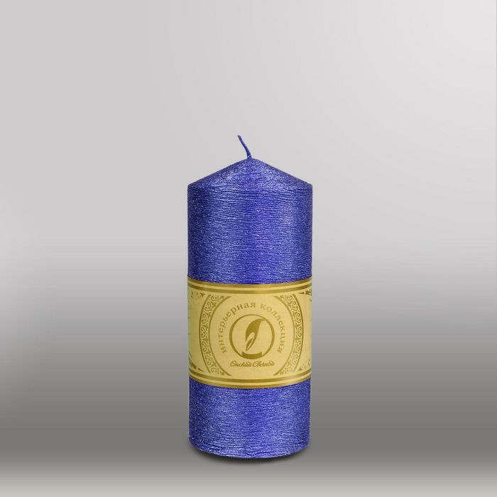 Свеча цилиндр с конусом "Металлик", 70x155мм,  темно-фиолетовый