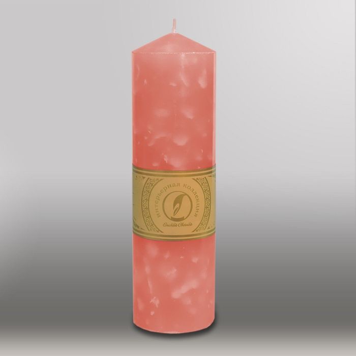 Свеча цилиндр с конусом "Мрамор", 70x250мм,  розовый