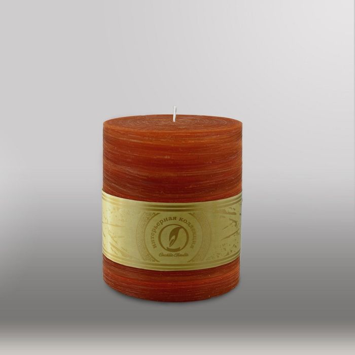 Свеча цилиндр "Рельеф", 125x150мм,  коричневый