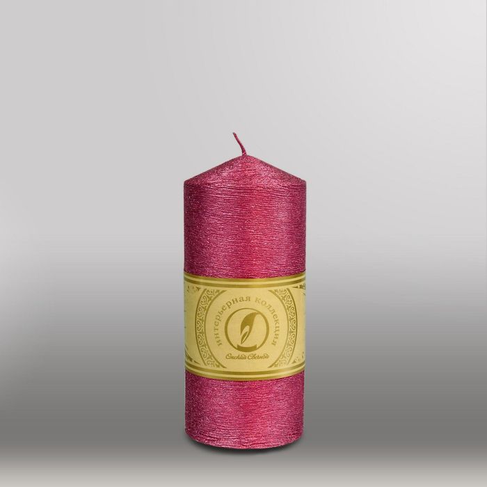 Свеча цилиндр с конусом "Металлик", 70x155мм,  рубин