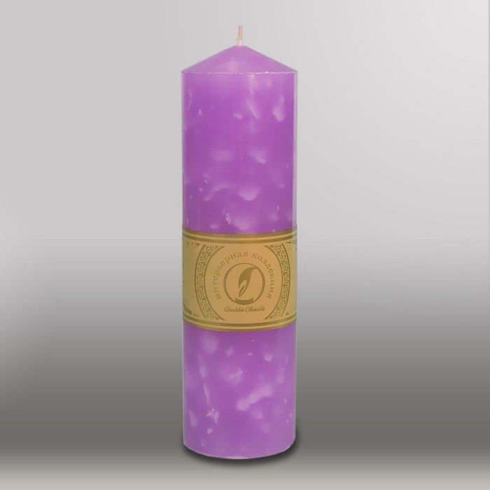 Свеча цилиндр с конусом "Мрамор", 70x250мм,  сиреневый