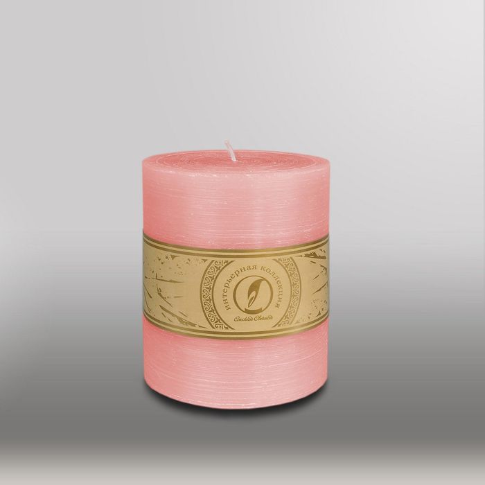 Свеча цилиндр "Рельеф", 125x150мм,  розовый