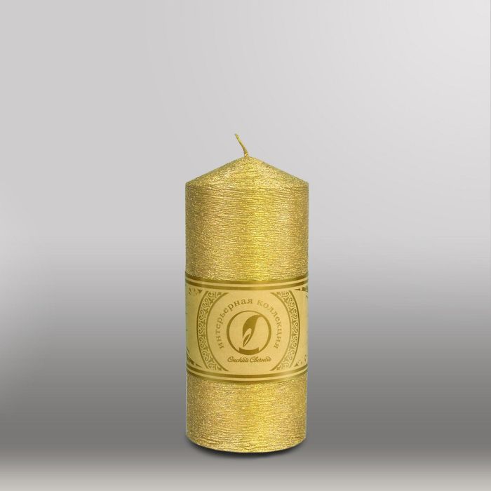 Свеча цилиндр с конусом "Металлик", 70x155мм,  золото