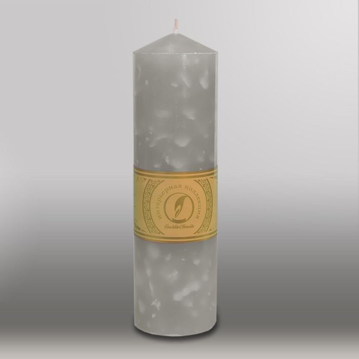 Свеча цилиндр с конусом "Мрамор", 70x250мм,  дымчато-голубой