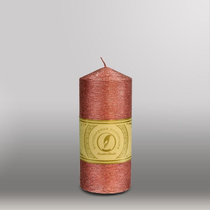 Свеча цилиндр с конусом "Металлик", 70x155мм,  бронза