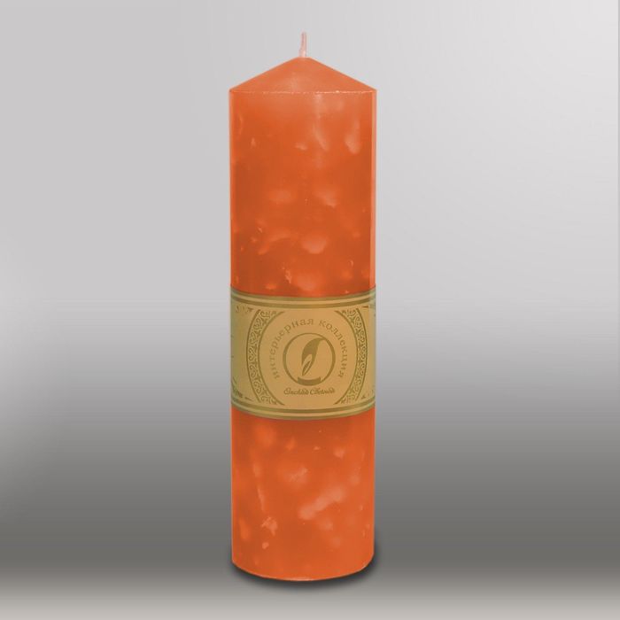 Свеча цилиндр с конусом "Мрамор", 70x250мм,  облепиховый