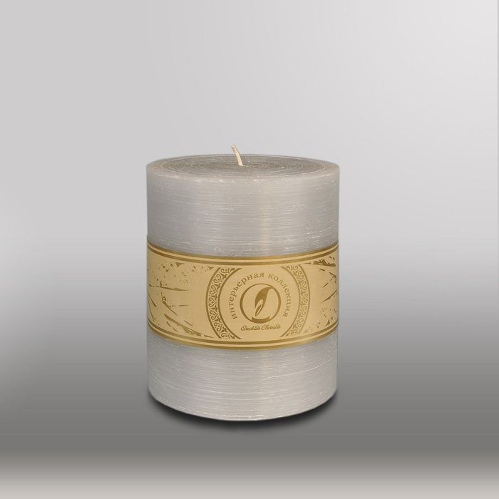 Свеча цилиндр "Рельеф", 125x150мм,  дымчато-голубой