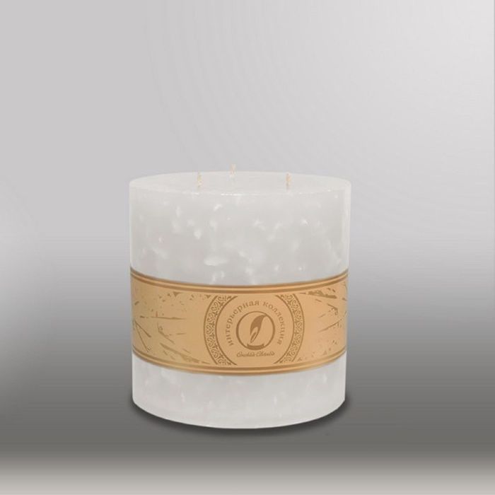 Свеча цилиндр "Мрамор", 150x150мм,  3 фитиля белый