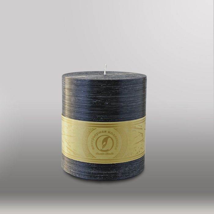 Свеча цилиндр "Рельеф", 125x150мм,  черный