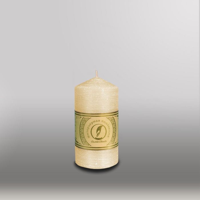 Свеча цилиндр с конусом "Рельеф", 70x127мм,  кремовый