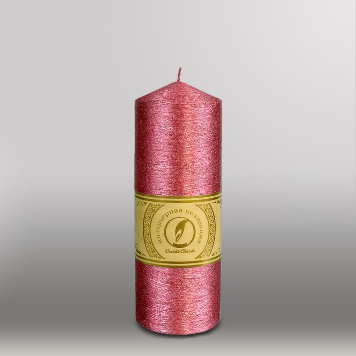 Свеча цилиндр с конусом "Металлик", 70x200мм,  рубин