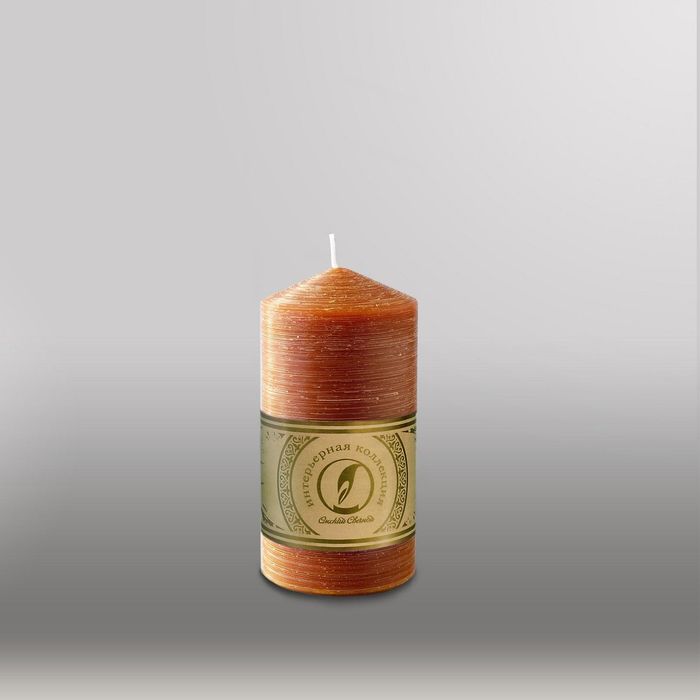 Свеча цилиндр с конусом "Рельеф", 70x127мм,  коричневый