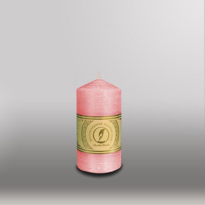 Свеча цилиндр с конусом "Рельеф", 70x127мм,  розовый
