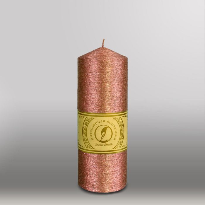 Свеча цилиндр с конусом "Металлик", 70x200мм,  бронза