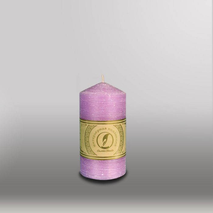 Свеча цилиндр с конусом "Рельеф", 70x127мм,  сиреневый