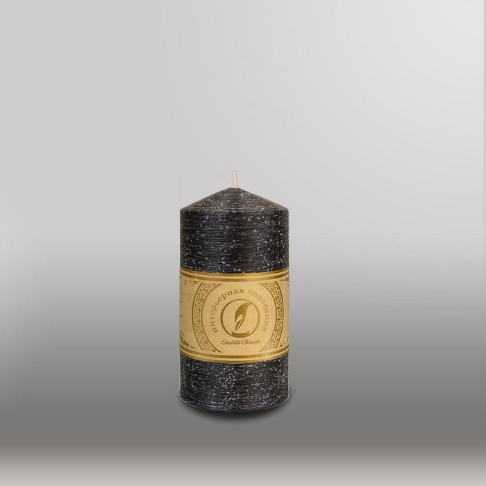 Свеча цилиндр с конусом "Рельеф", 70x127мм,  черный