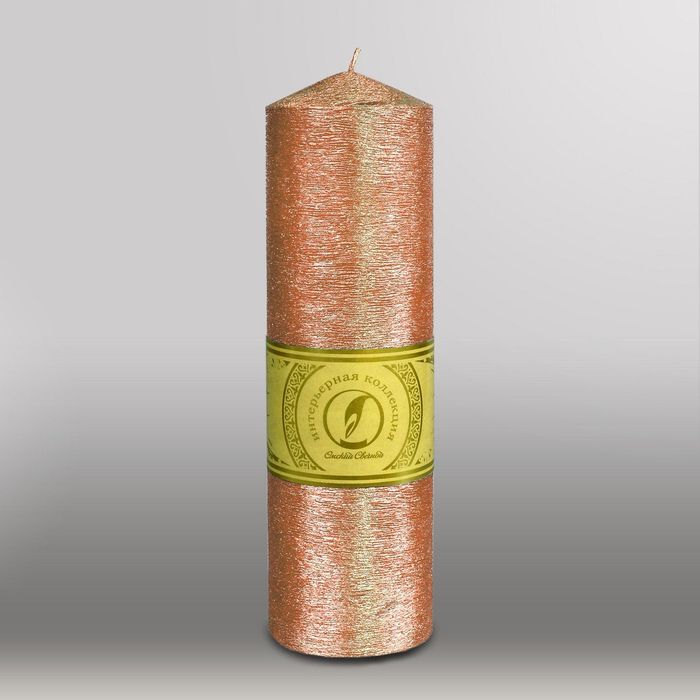 Свеча цилиндр с конусом "Металлик", 70x250мм,  бронза